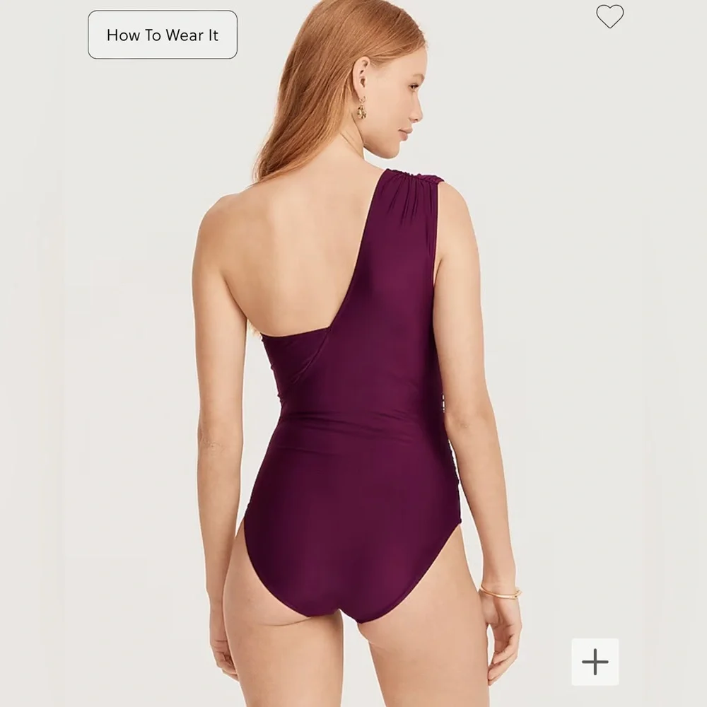 J. Crew NWT Ruched‎ One-Shoulder One-Piece - Purple Iris